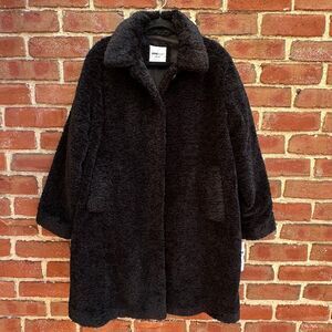 Jane Post $795 Curly Lamb Jane Coat black womens XL NWT